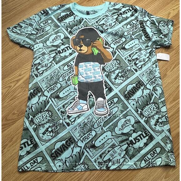 Bailey Apparel Legendary Hustle Graphic Tee Mens Size XL Blue Money NEW - Picture 1 of 7